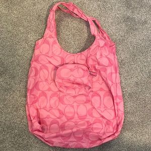Coach Nylon Foldable Shopping Bag in Pink Signature C